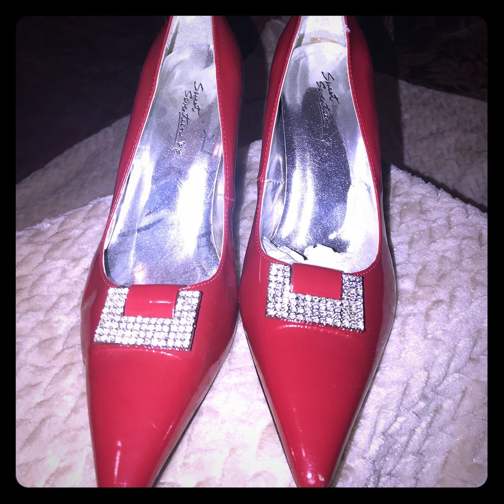 Red with Diamonds Patent Heels
